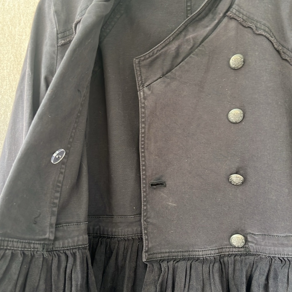 Free People Military Style Peplum Double Breasted Denim Jacket Small - Picture 6 of 7